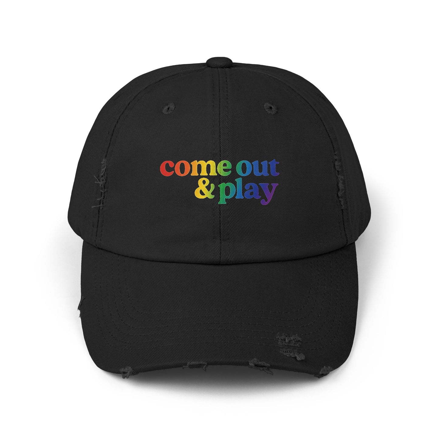 🧢🌈 Come Out & Play PRIDE Unisex Distressed Cap