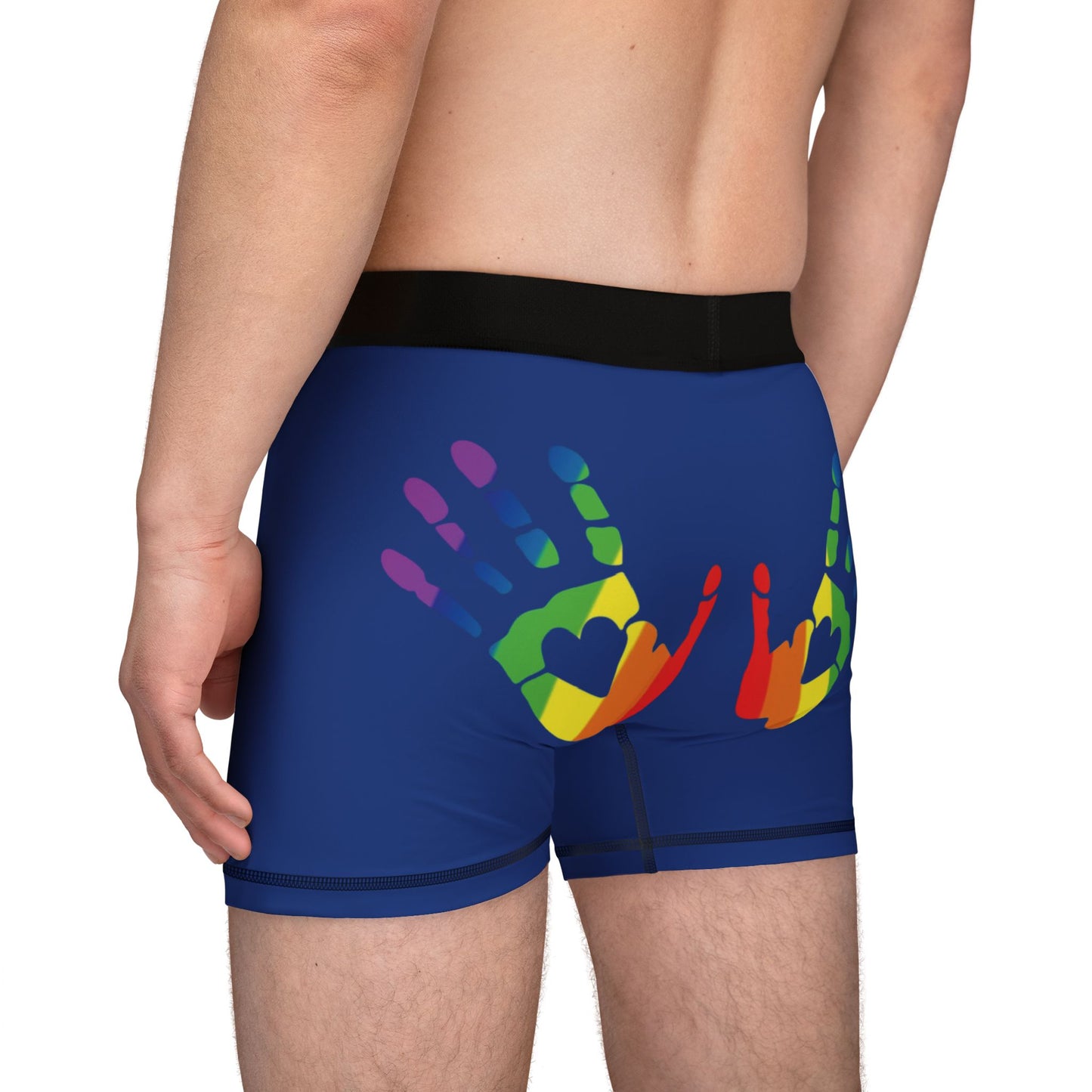 🌈🍑 Hands On & Cheeked Up for Pride Men’s Boxers (Electric Blue)