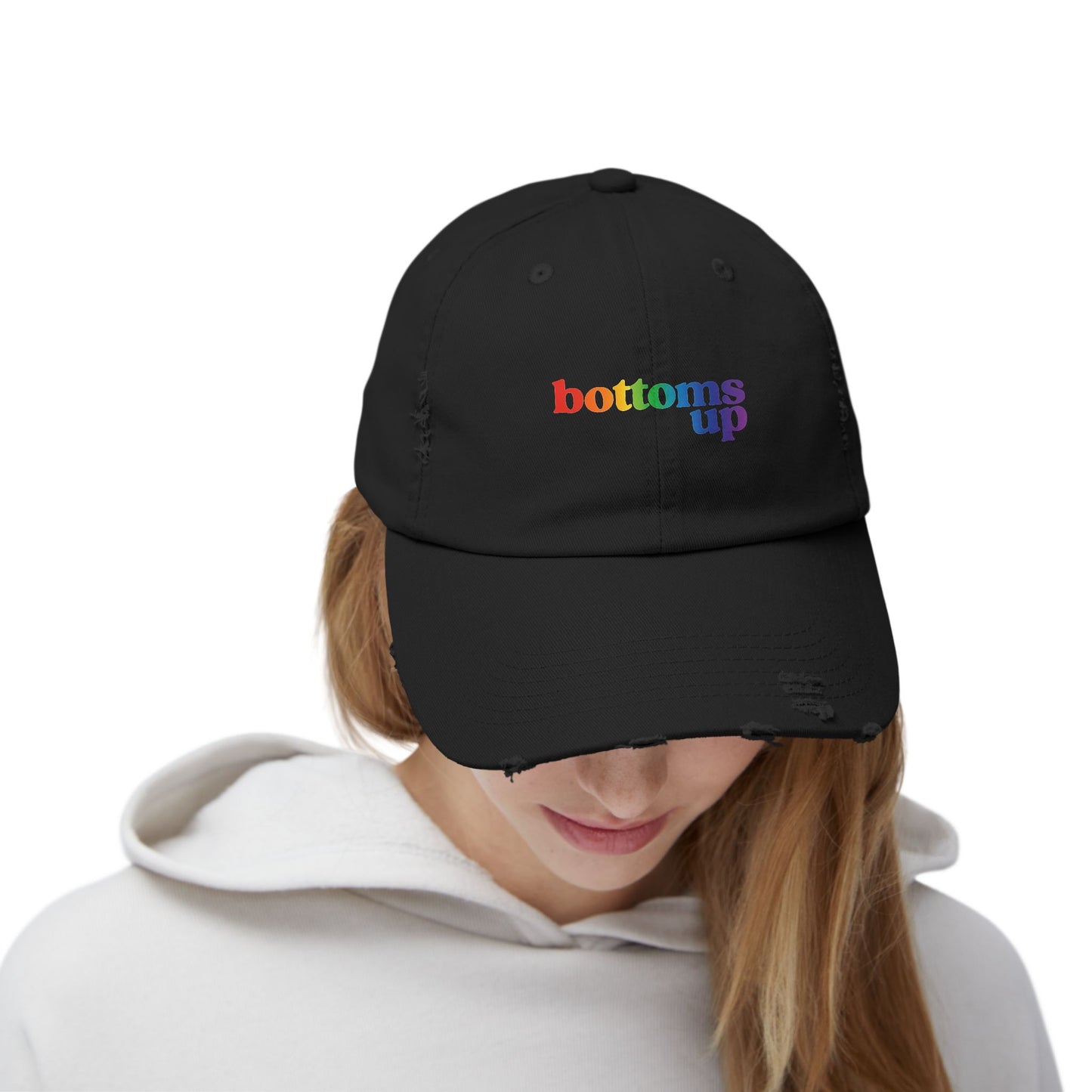 🧢🌈 Bottoms Up, Beeyotches PRIDE Unisex Distressed Cap