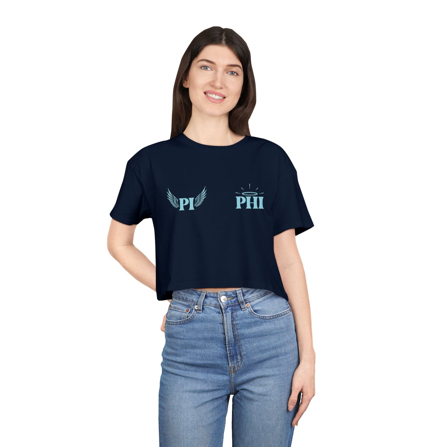 👼 She’s Giving Angel Pi Phi Women’s Crop Ta-Ta Tee