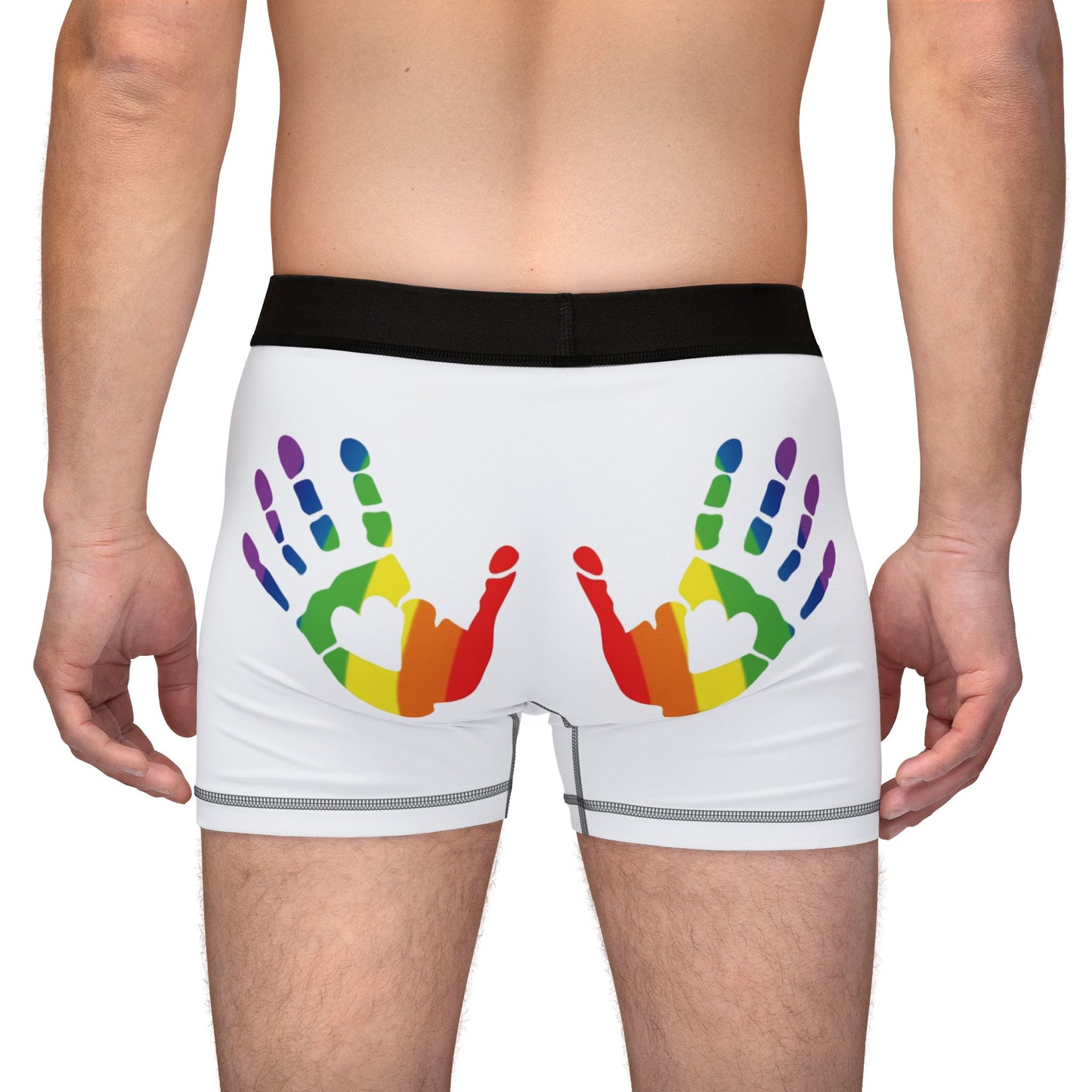🌈🍑 Hands On & Cheeked Up for Pride Men’s Boxers (Daddy's Little Angel White)