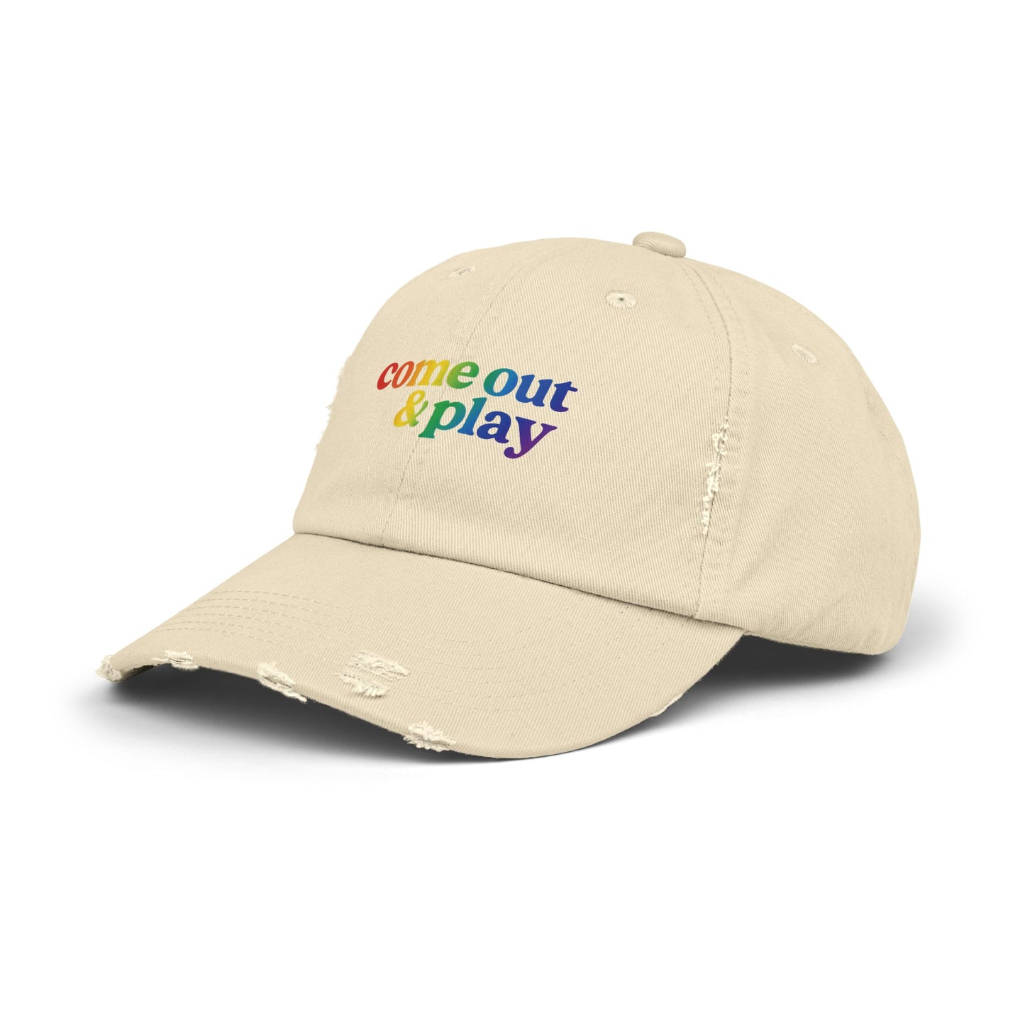 🧢🌈 Come Out & Play PRIDE Unisex Distressed Cap