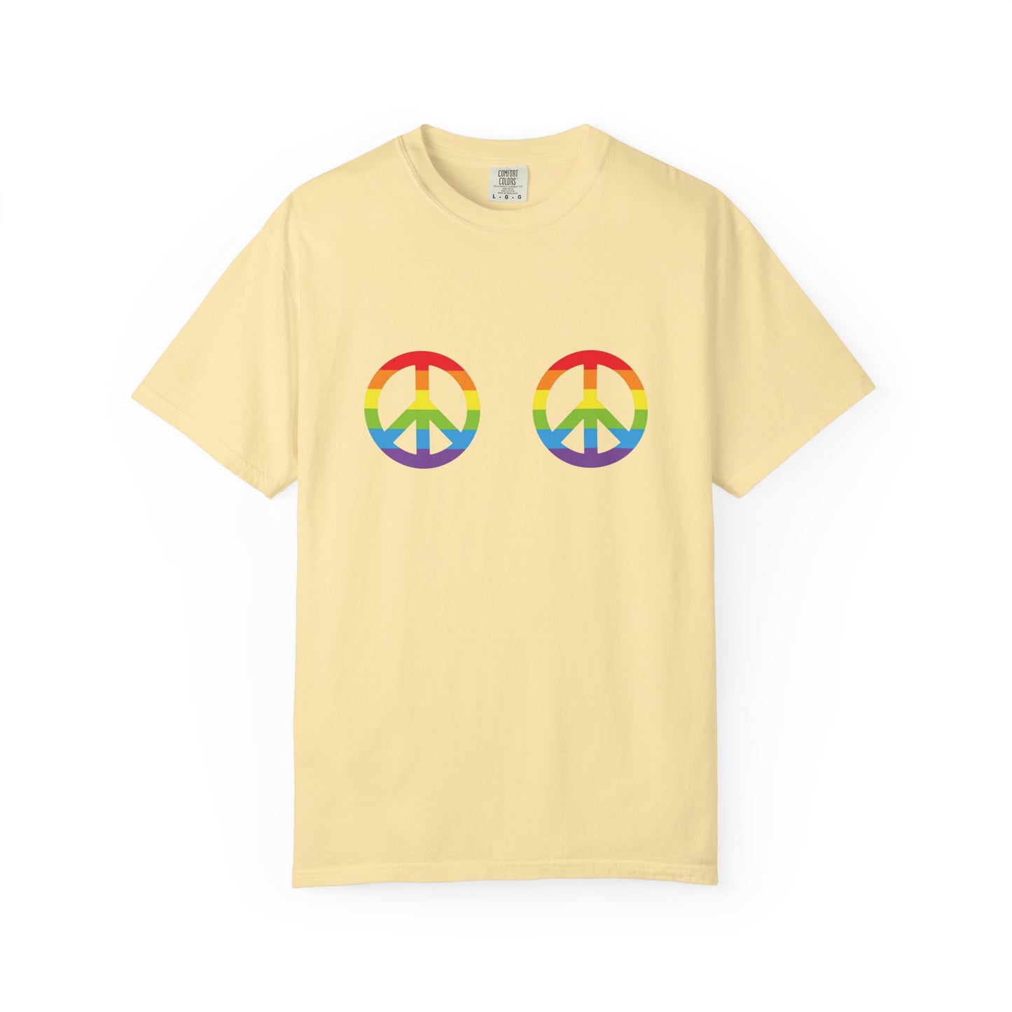 πβοΈ Peace, Love & Pronouns PRIDE Unisex Garment-Dyed Ta-Ta T-Shirt