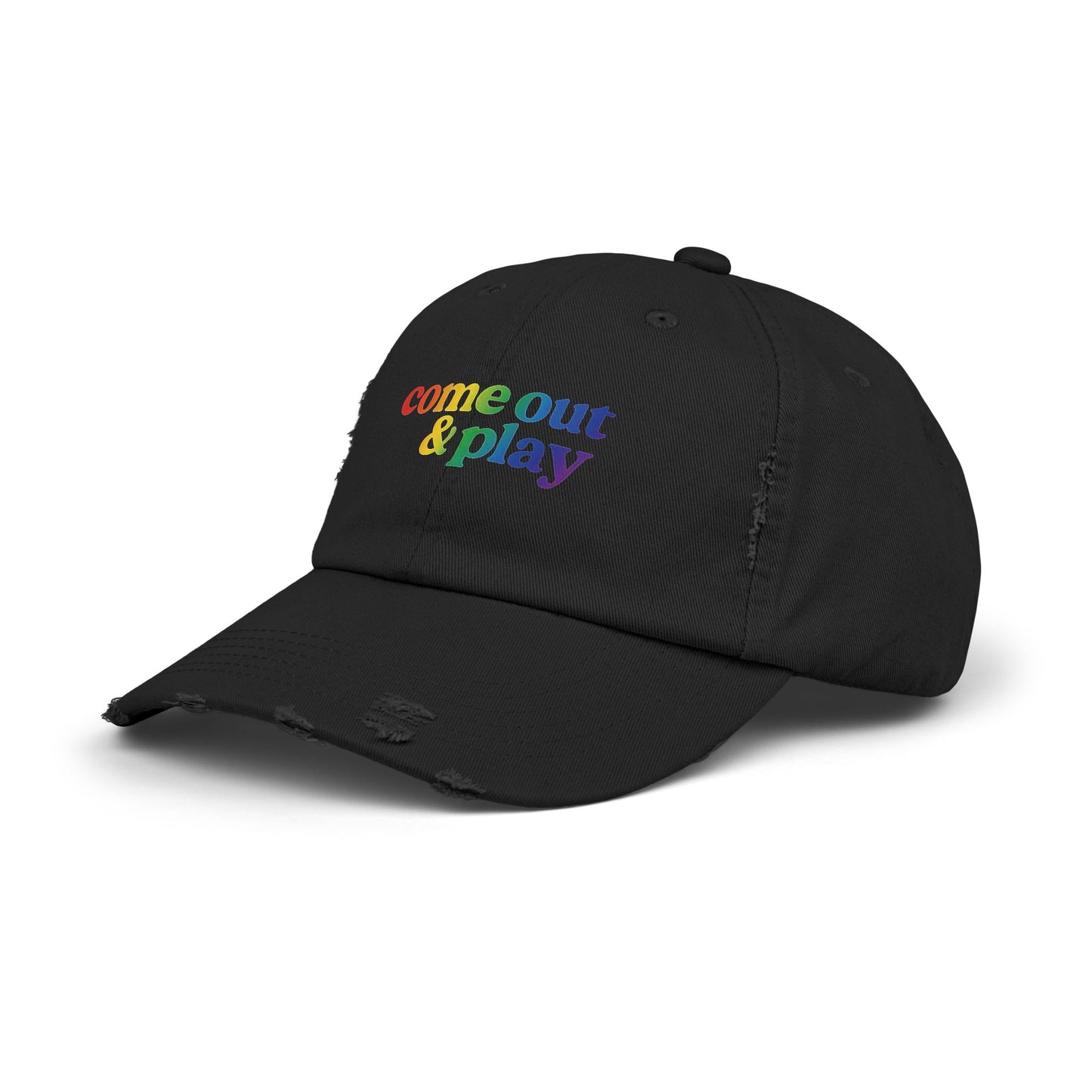 🧢🌈 Come Out & Play PRIDE Unisex Distressed Cap