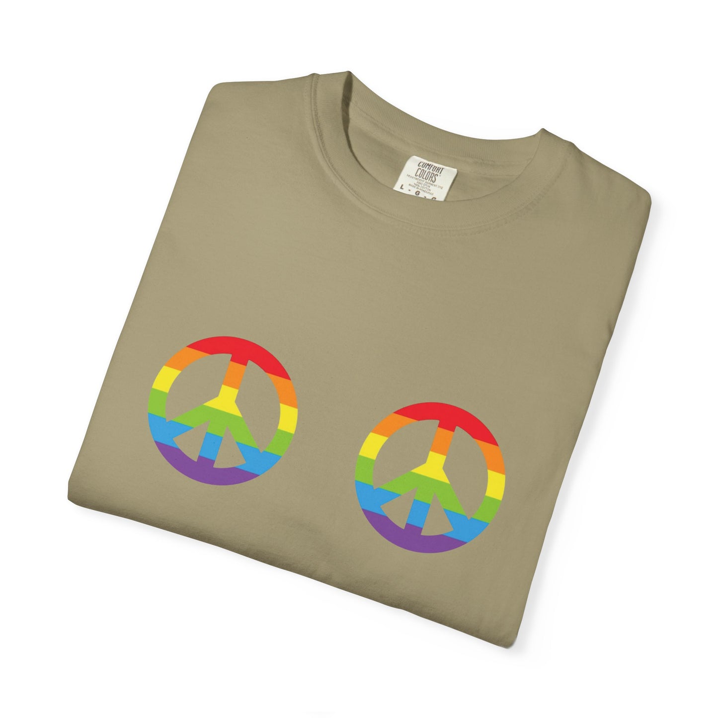 πβοΈ Peace, Love & Pronouns PRIDE Unisex Garment-Dyed Ta-Ta T-Shirt