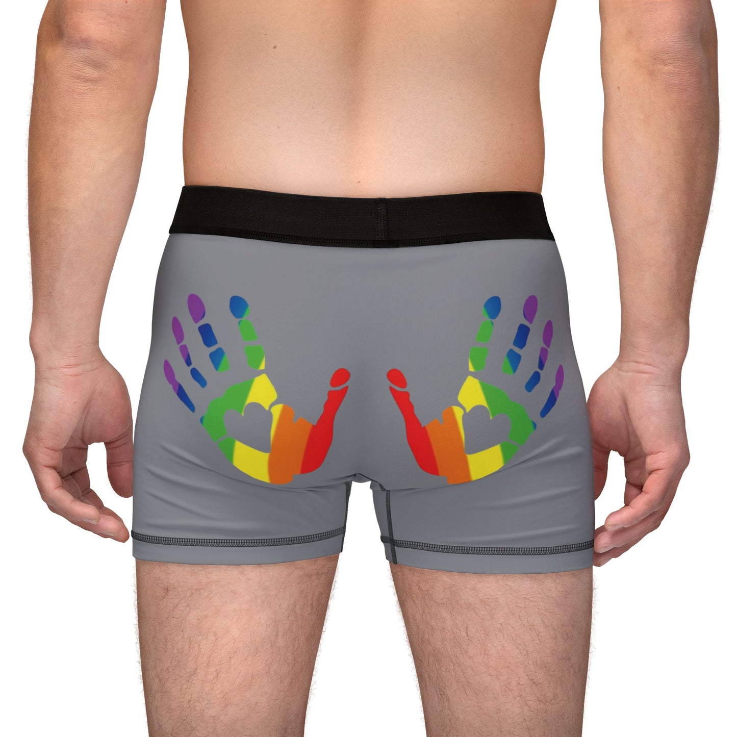 🌈🍑 Hands On & Cheeked Up for Pride Men’s Boxers (Gray Sweatpants Gray)