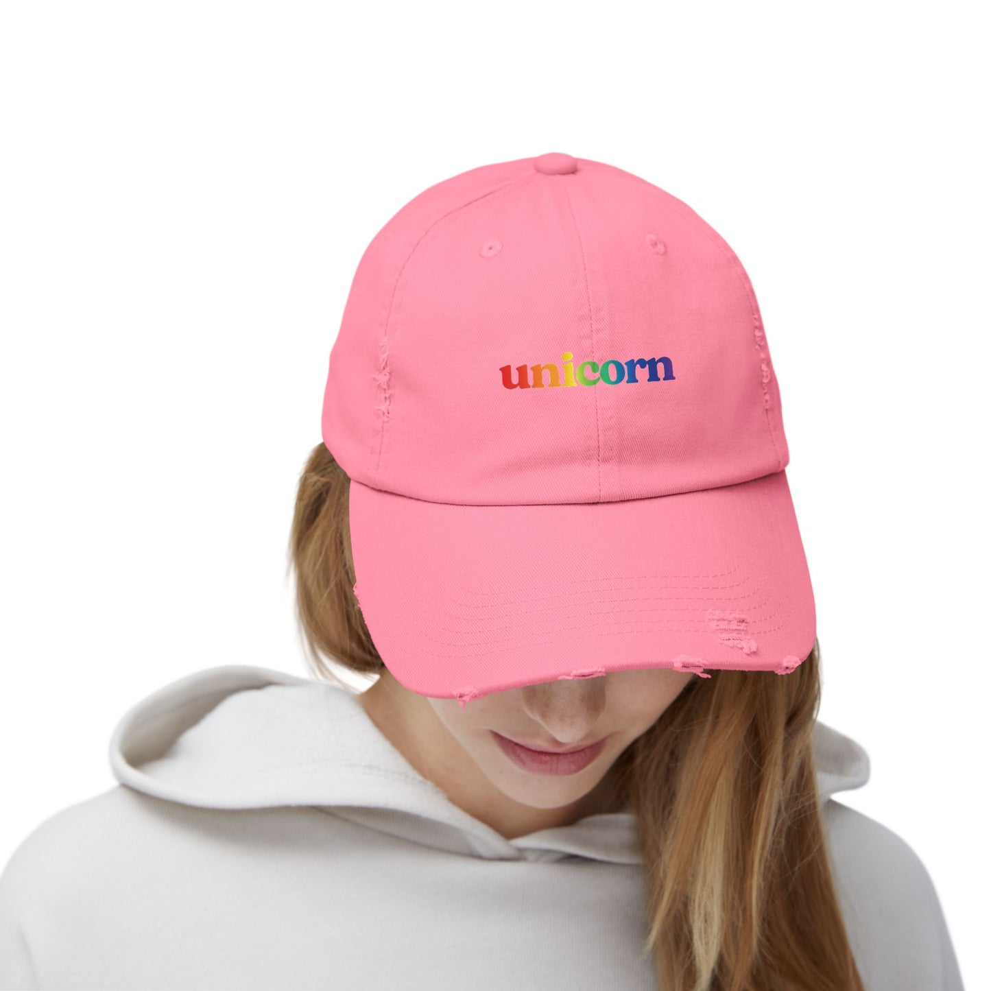 🧢🌈 Unicorn Vibes Only PRIDE Unisex Distressed Cap