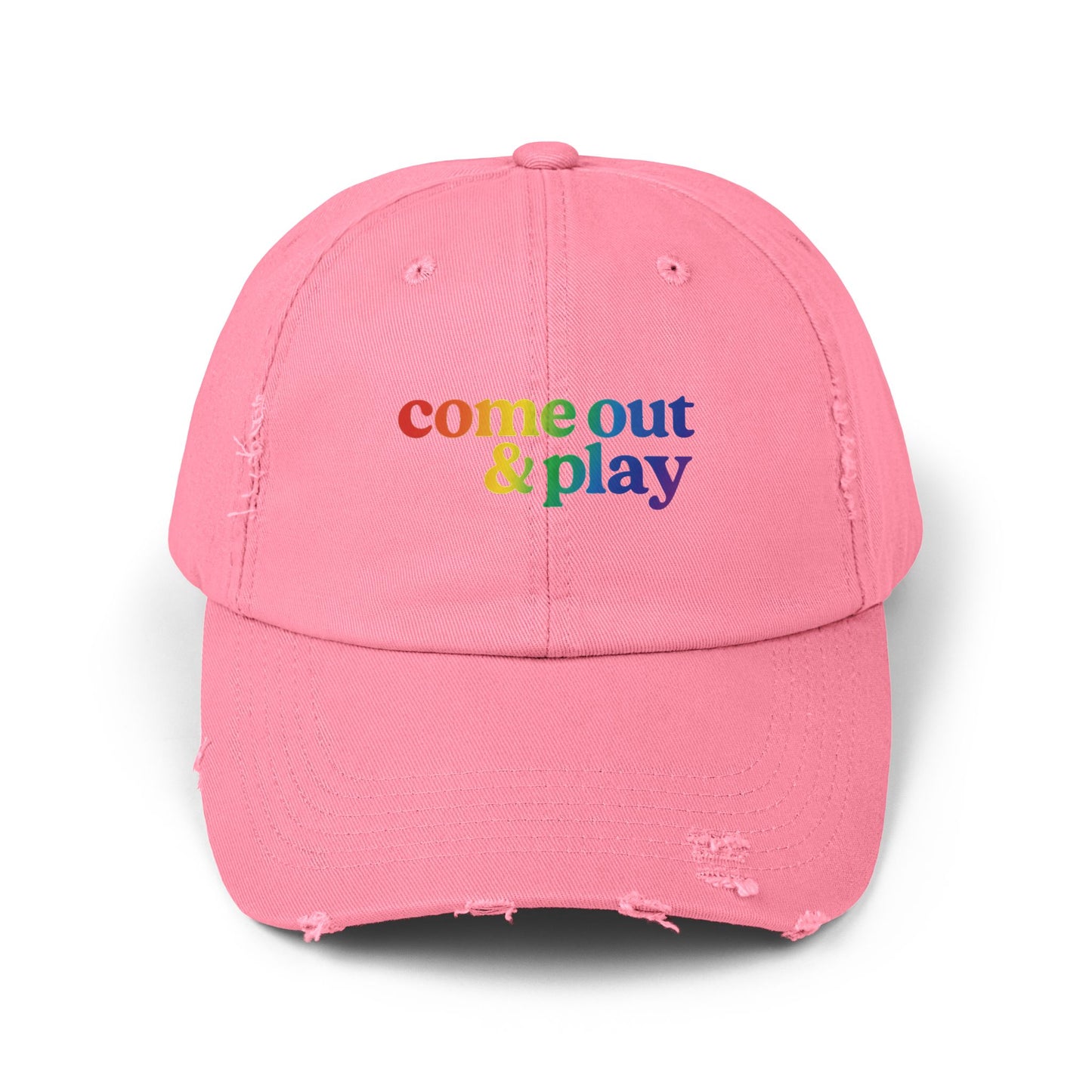 🧢🌈 Come Out & Play PRIDE Unisex Distressed Cap
