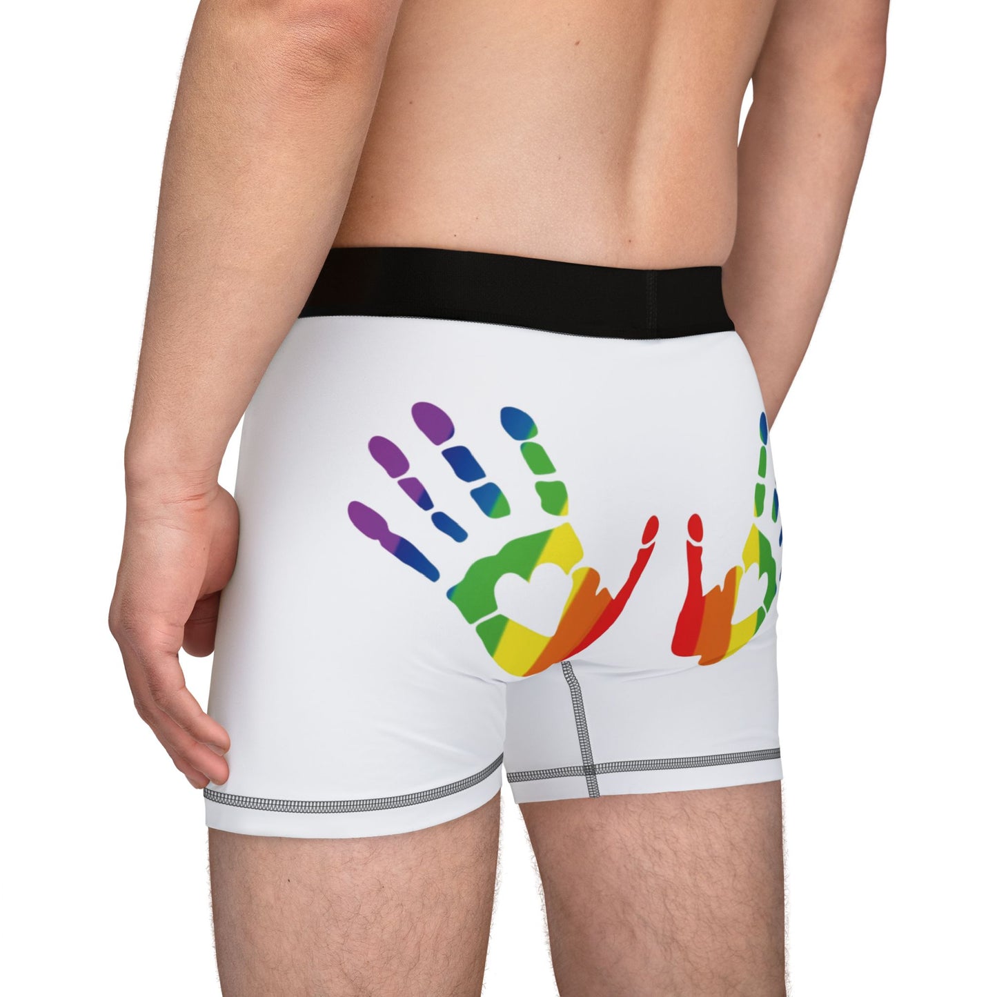 🌈🍑 Hands On & Cheeked Up for Pride Men’s Boxers (Daddy's Little Angel White)