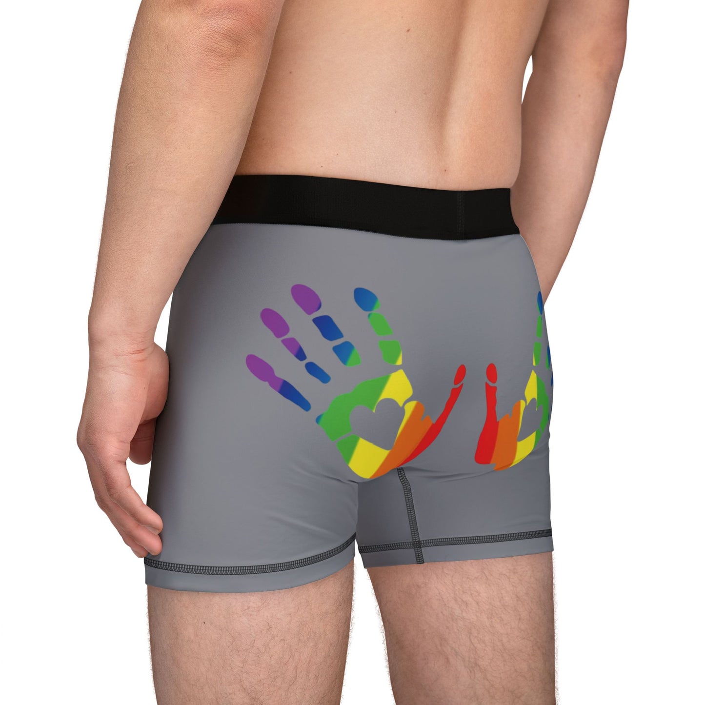🌈🍑 Hands On & Cheeked Up for Pride Men’s Boxers (Gray Sweatpants Gray)