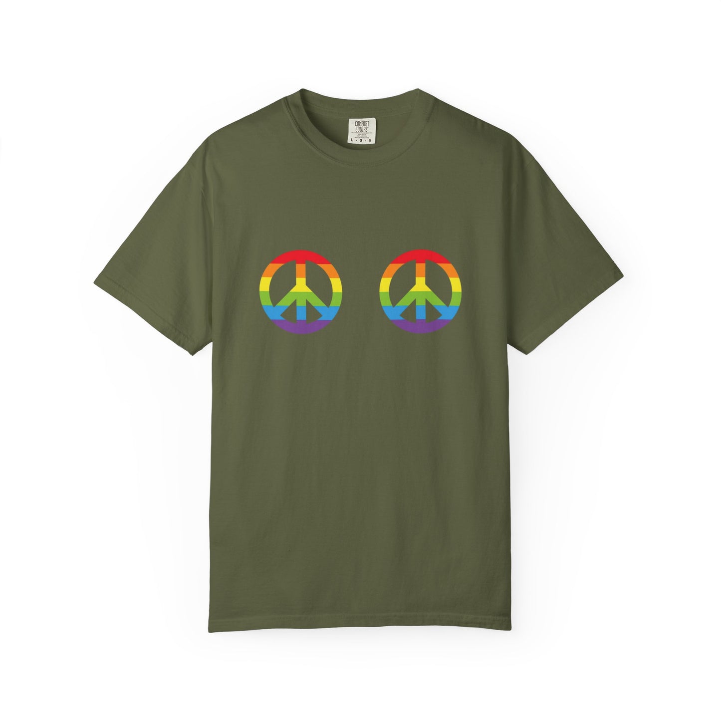 🌈✌️ Peace, Love & Pronouns PRIDE Unisex Garment-Dyed Ta-Ta T-Shirt