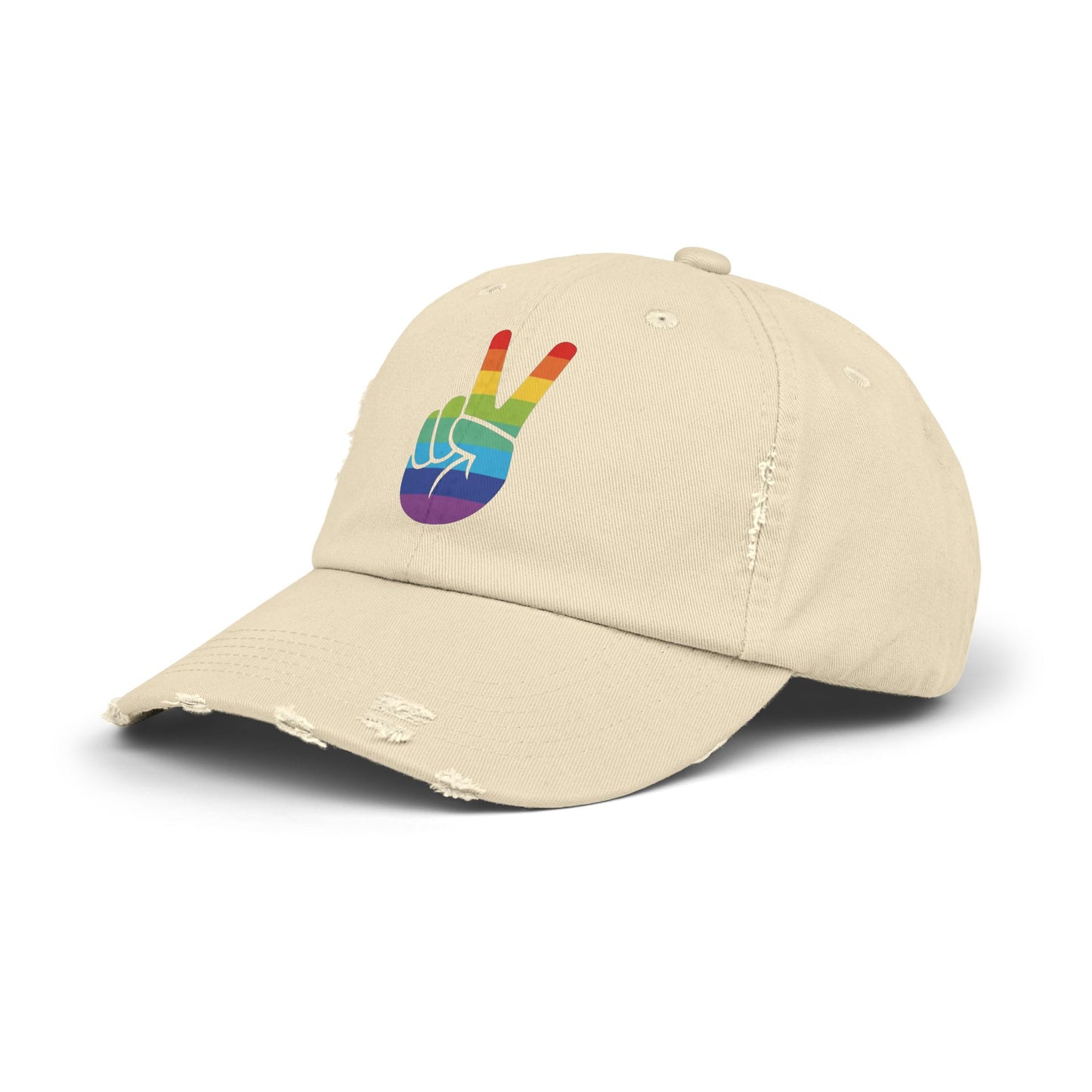 🧢🌈 Peace, Love & PRIDE Unisex Distressed Cap