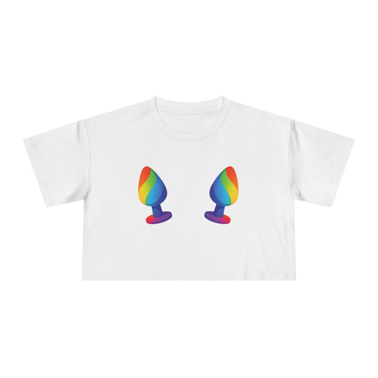 🍑🌈  Plugged & Proud Women’s Crop Ta-Ta Tee