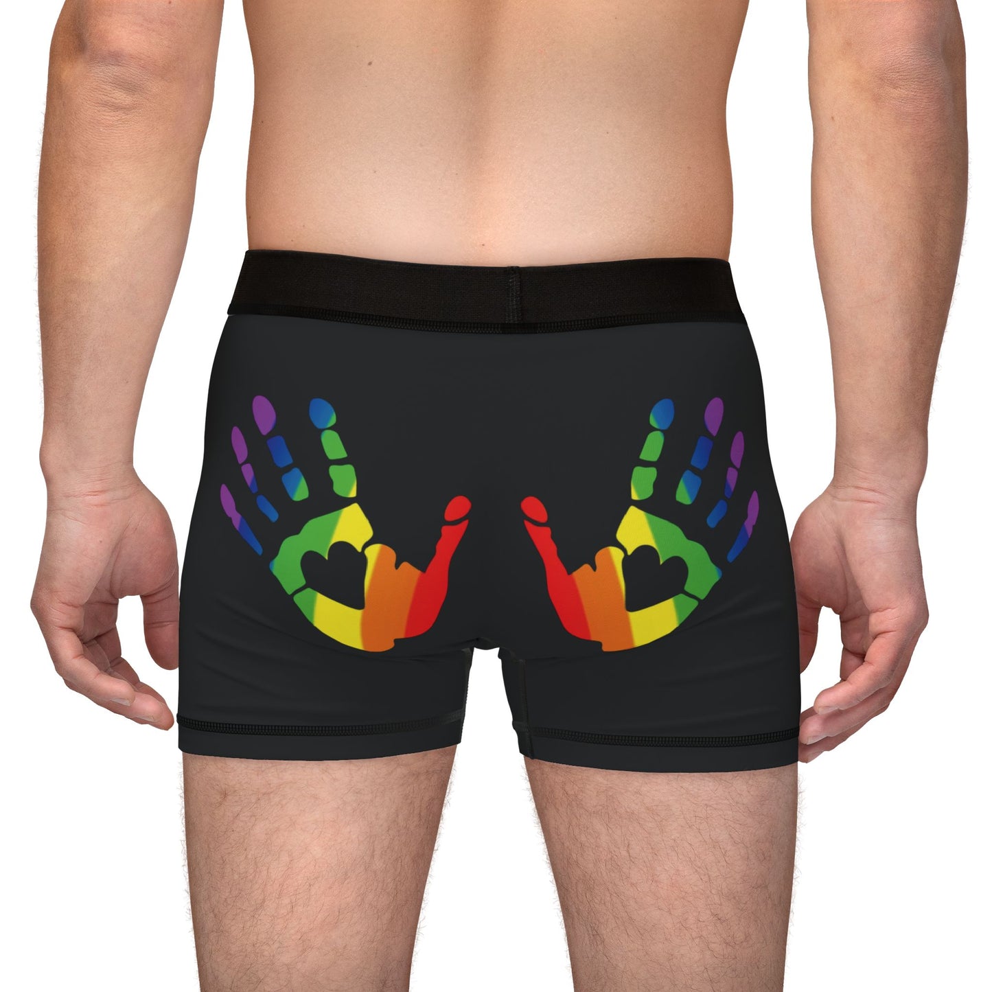 🌈🍑 Hands On & Cheeked Up for Pride Men’s Boxers (Anything But Basic Black)