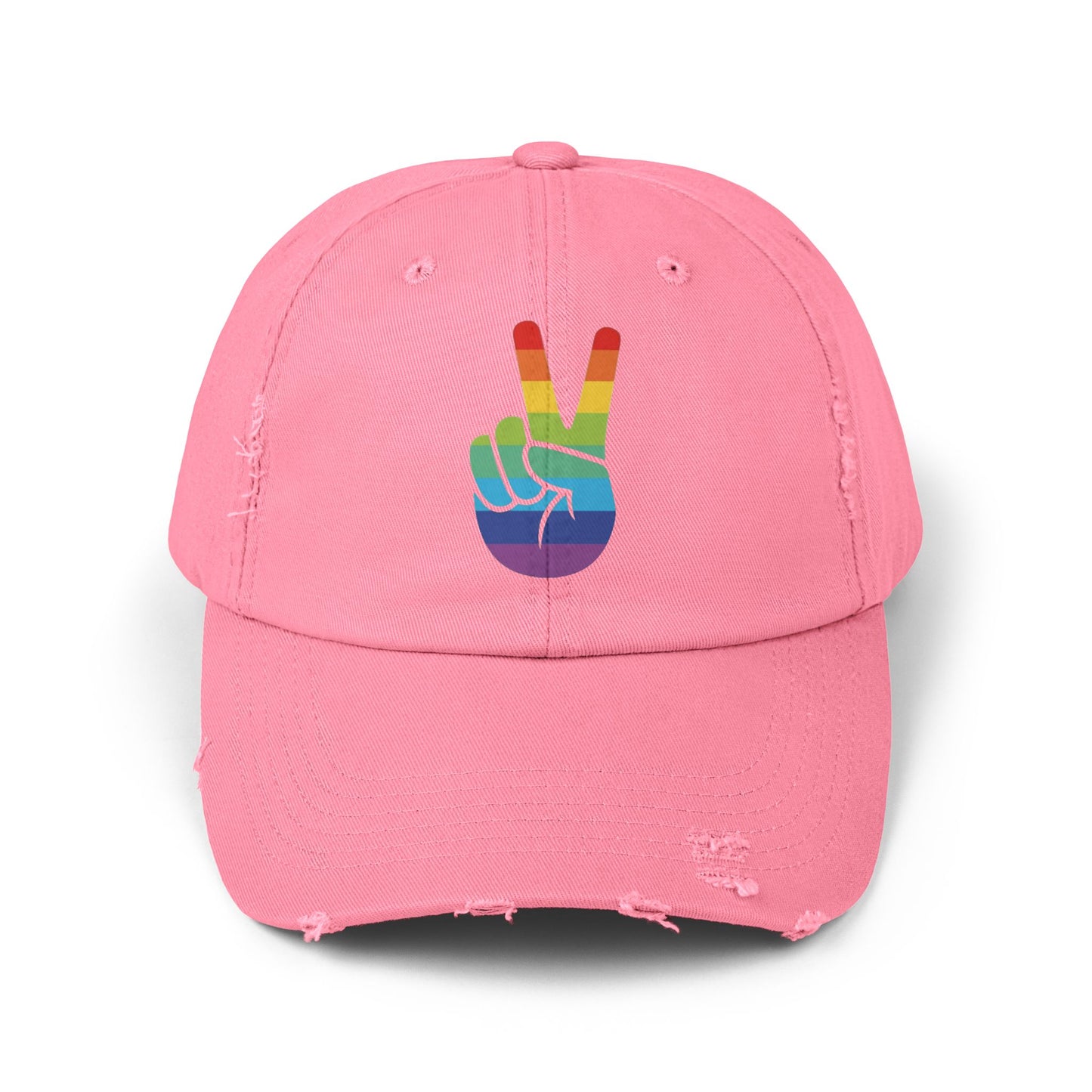 🧢🌈 Peace, Love & PRIDE Unisex Distressed Cap
