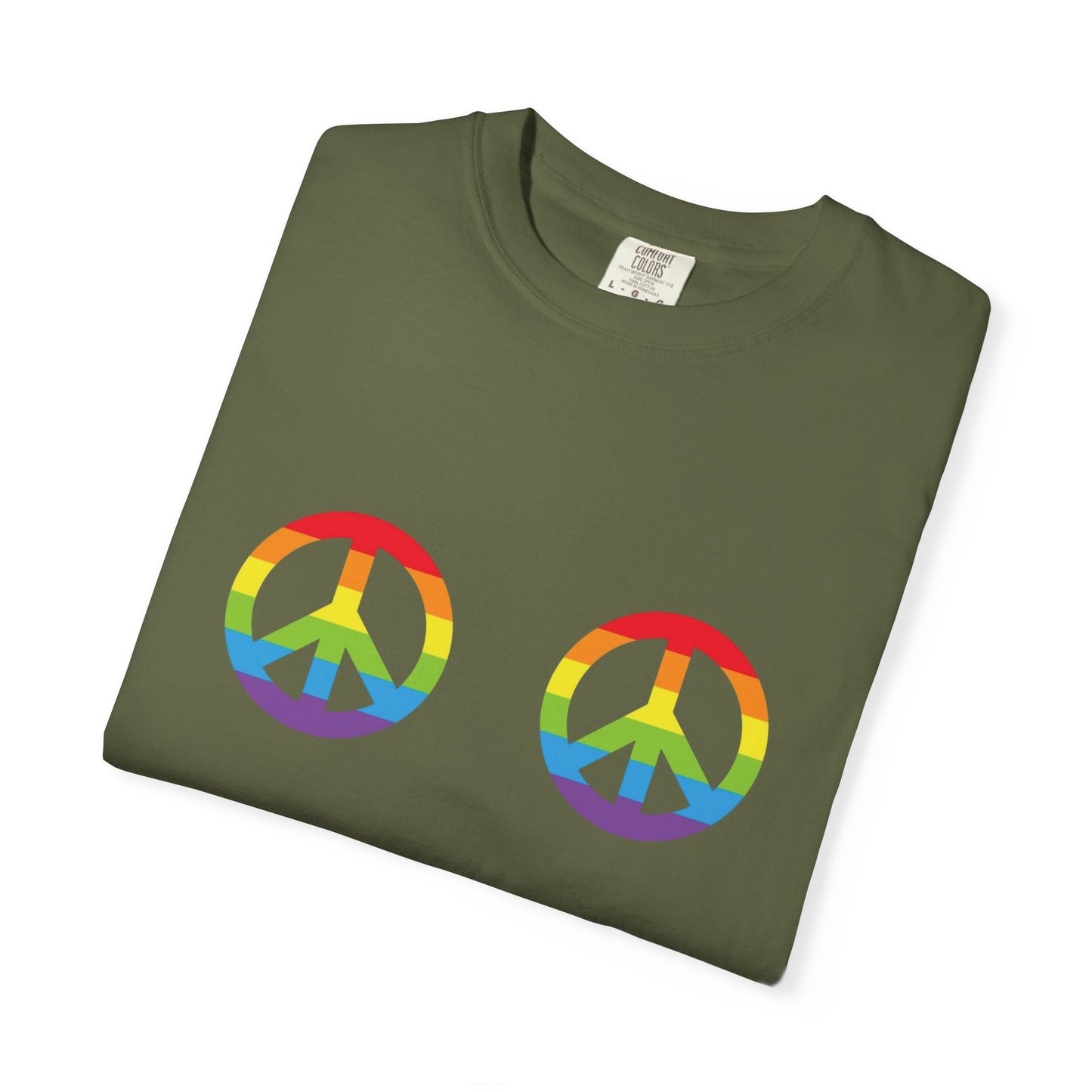 🌈✌️ Peace, Love & Pronouns PRIDE Unisex Garment-Dyed Ta-Ta T-Shirt