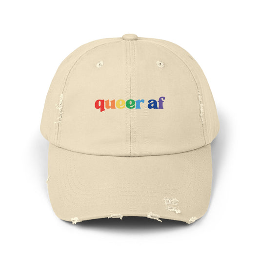 🧢🌈 Too Queer to Quit PRIDE Unisex Distressed Cap