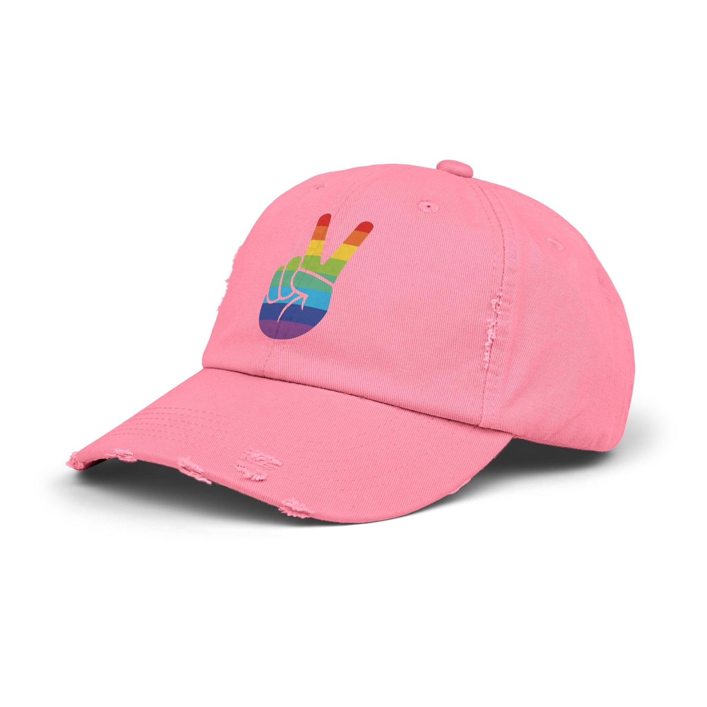 🧢🌈 Peace, Love & PRIDE Unisex Distressed Cap