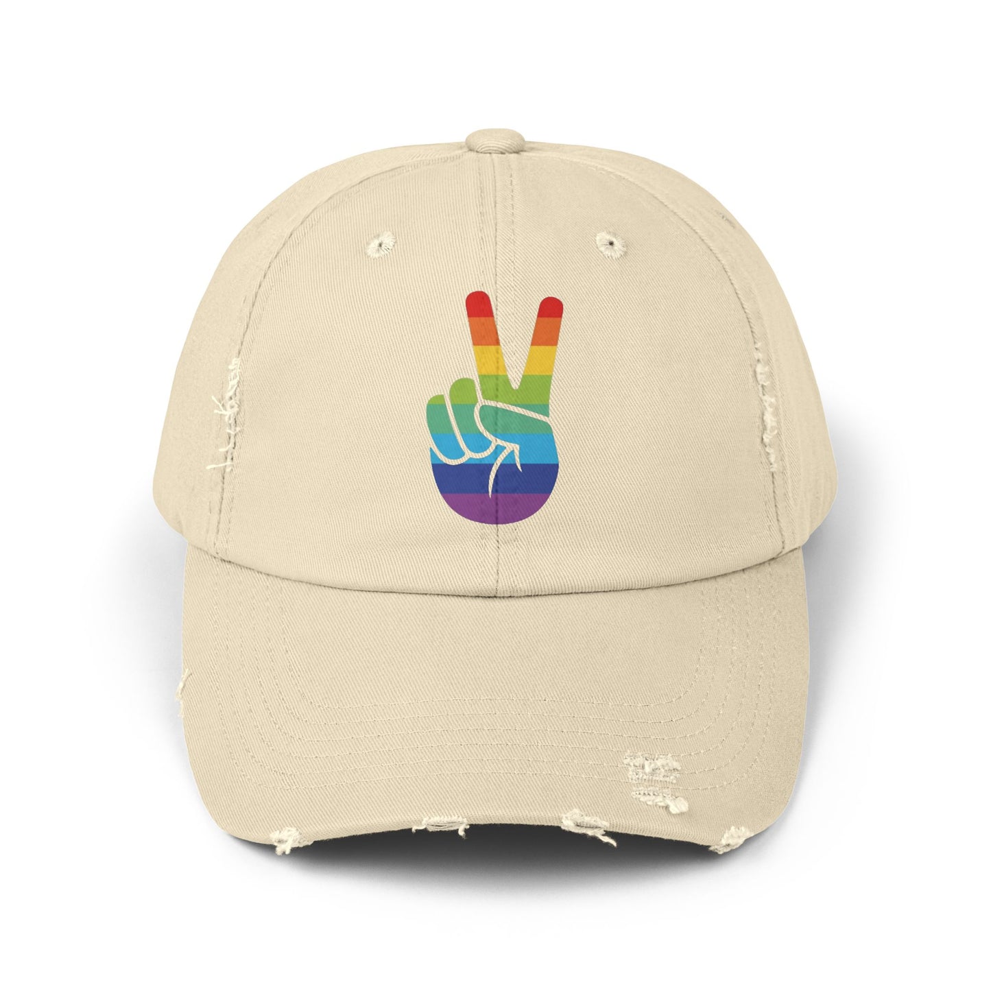 🧢🌈 Peace, Love & PRIDE Unisex Distressed Cap
