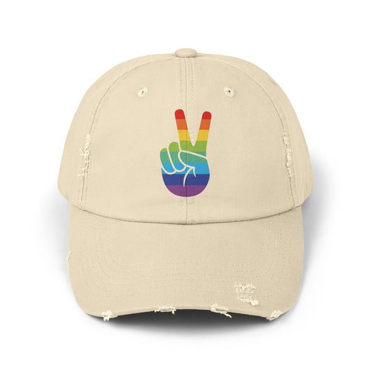 🧢🌈 Peace, Love & PRIDE Unisex Distressed Cap