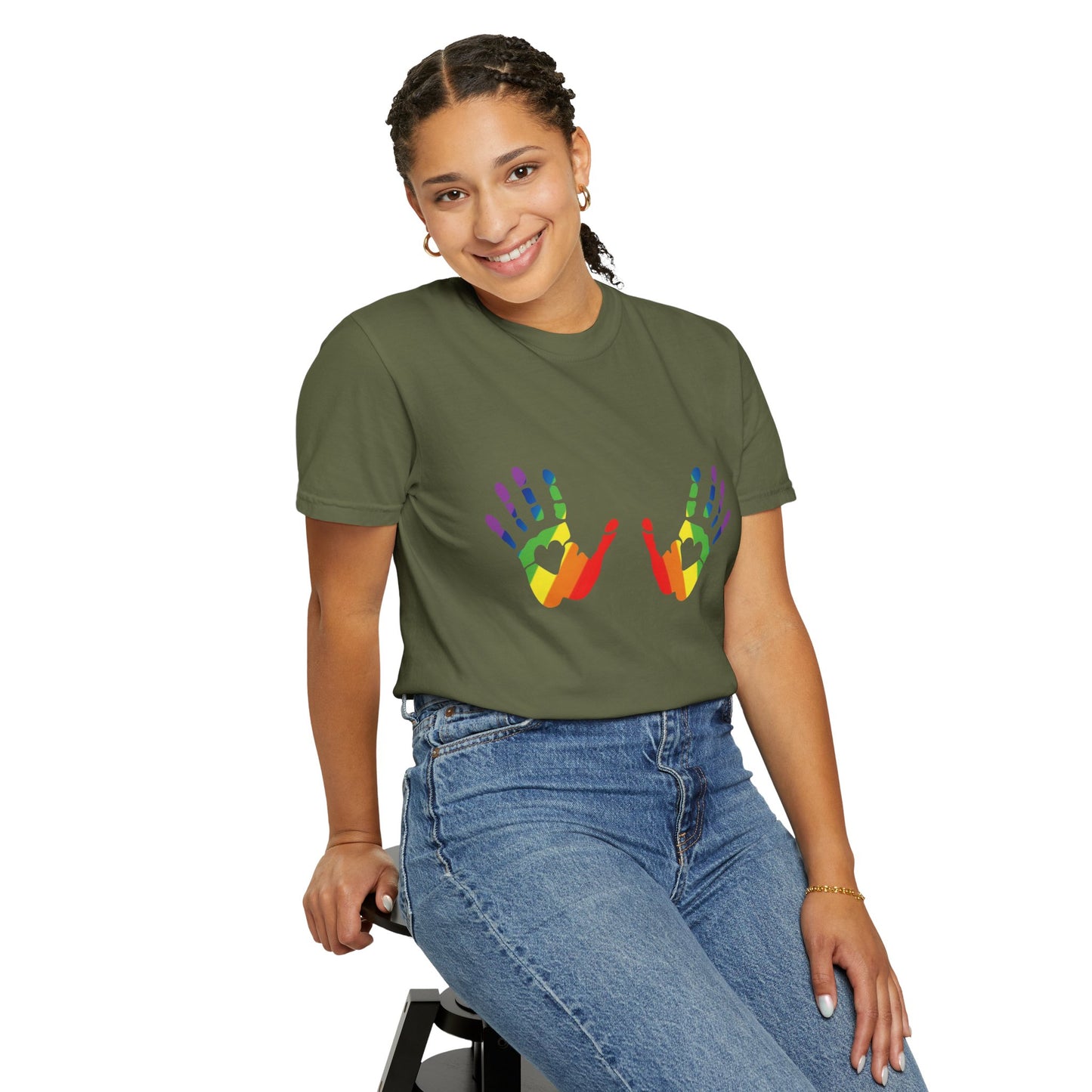 🌈🙌 Hands On Equality PRIDE Unisex Garment-Dyed Ta-Ta T-Shirt