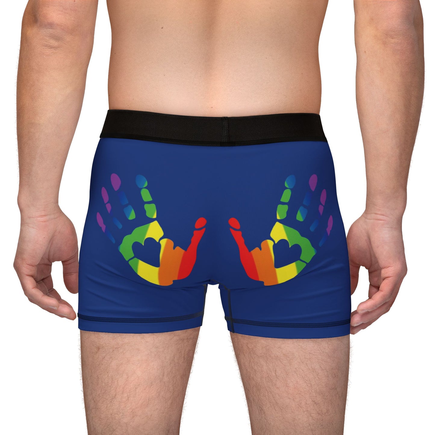 🌈🍑 Hands On & Cheeked Up for Pride Men’s Boxers (Electric Blue)