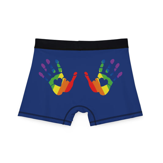🌈🍑 Hands On & Cheeked Up for Pride Men’s Boxers (Electric Blue)