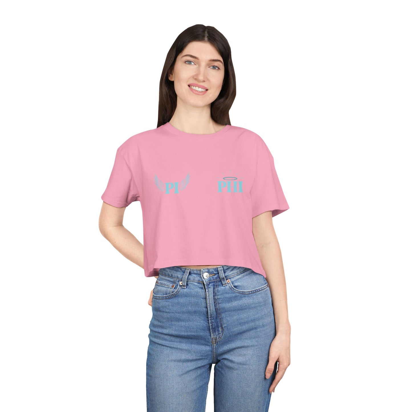 👼 She’s Giving Angel Pi Phi Women’s Crop Ta-Ta Tee