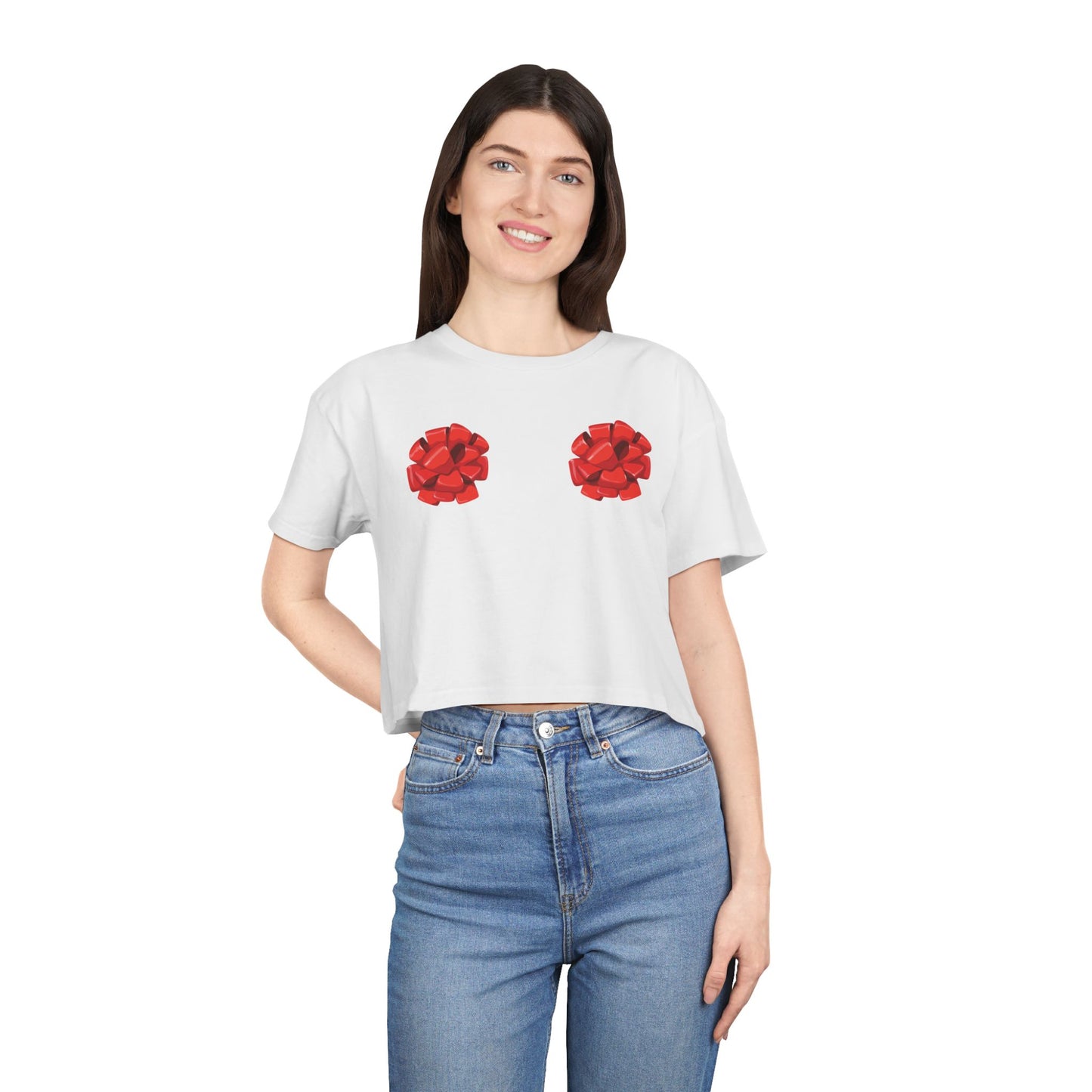🎀 Bows Before Bros Holiday Women’s Crop Ta-Ta Tee