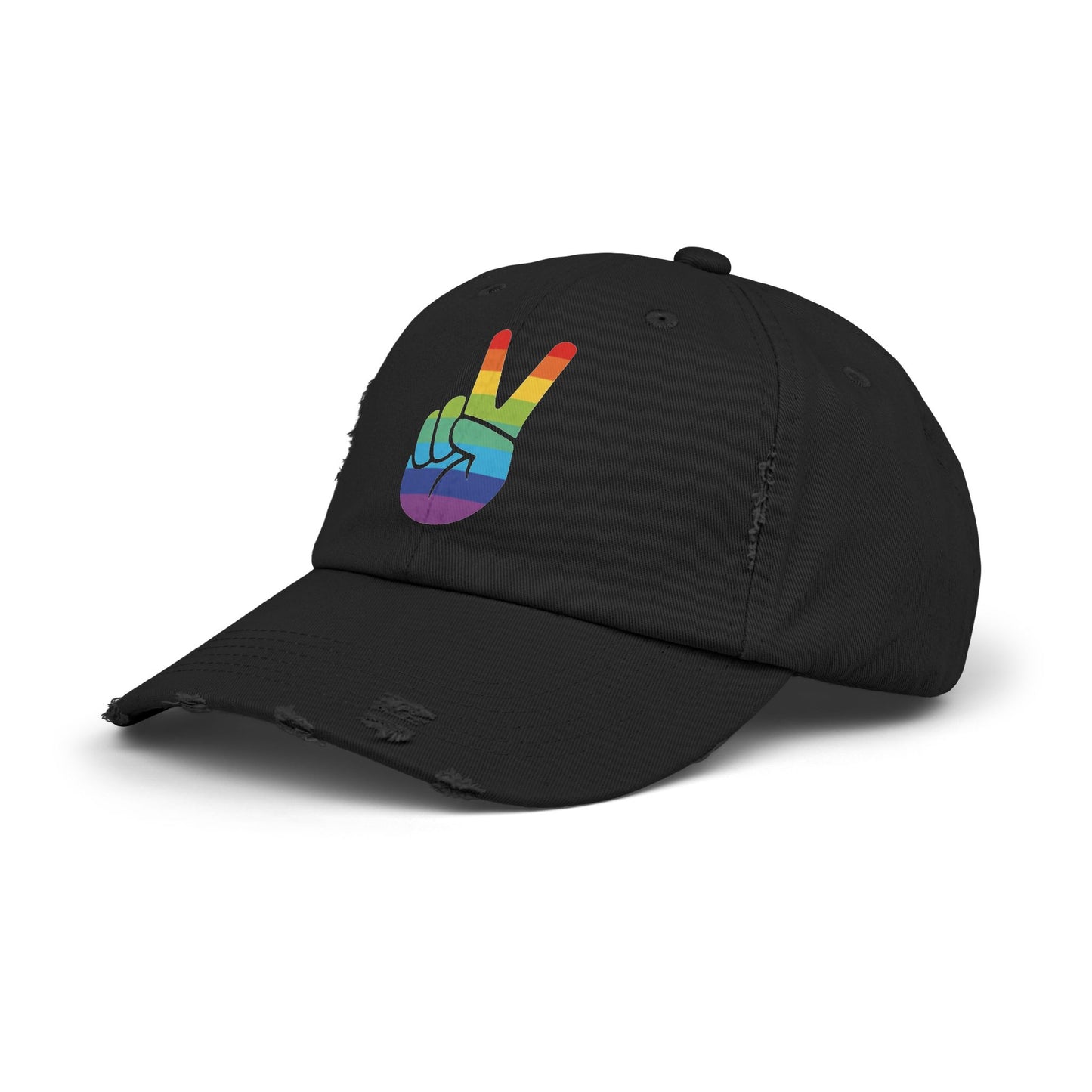 🧢🌈 Peace, Love & PRIDE Unisex Distressed Cap
