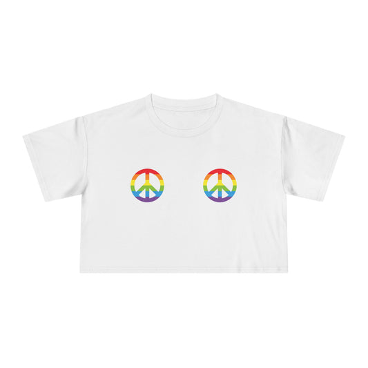 🌈✌️Peace, Love & Pronouns PRIDE Crop Ta-Ta Tee