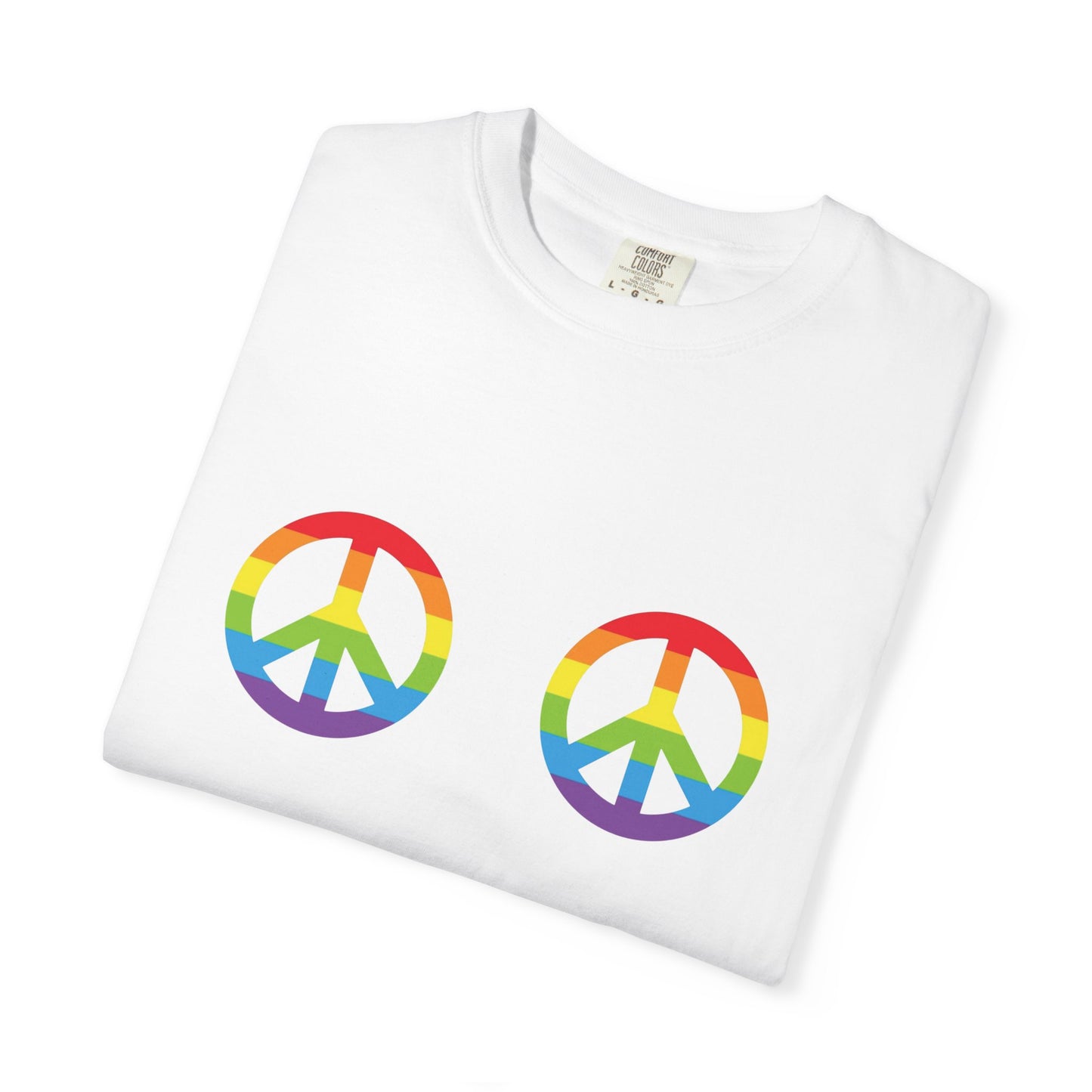 🌈✌️ Peace, Love & Pronouns PRIDE Unisex Garment-Dyed Ta-Ta T-Shirt